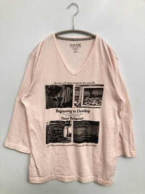 PLUS ONE/プラスワン/Tシャツ/カットソー/トップス/ピンク/L