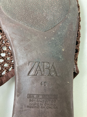 ZARA/ザラ/サンダル/シューズ/ブラウン/40