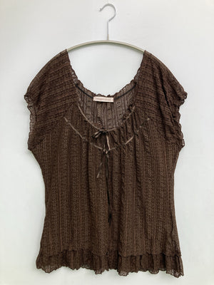 isageisland/シャツ/ブラウス/トップス/ブラウン/3L