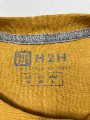H2H/Tシャツ/カットソー/トップス/イエロー/ASIA L
