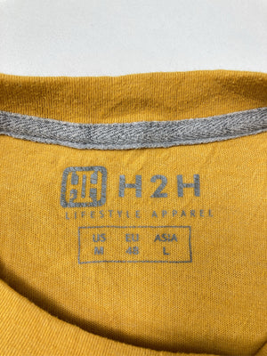 H2H/Tシャツ/カットソー/トップス/イエロー/ASIA L
