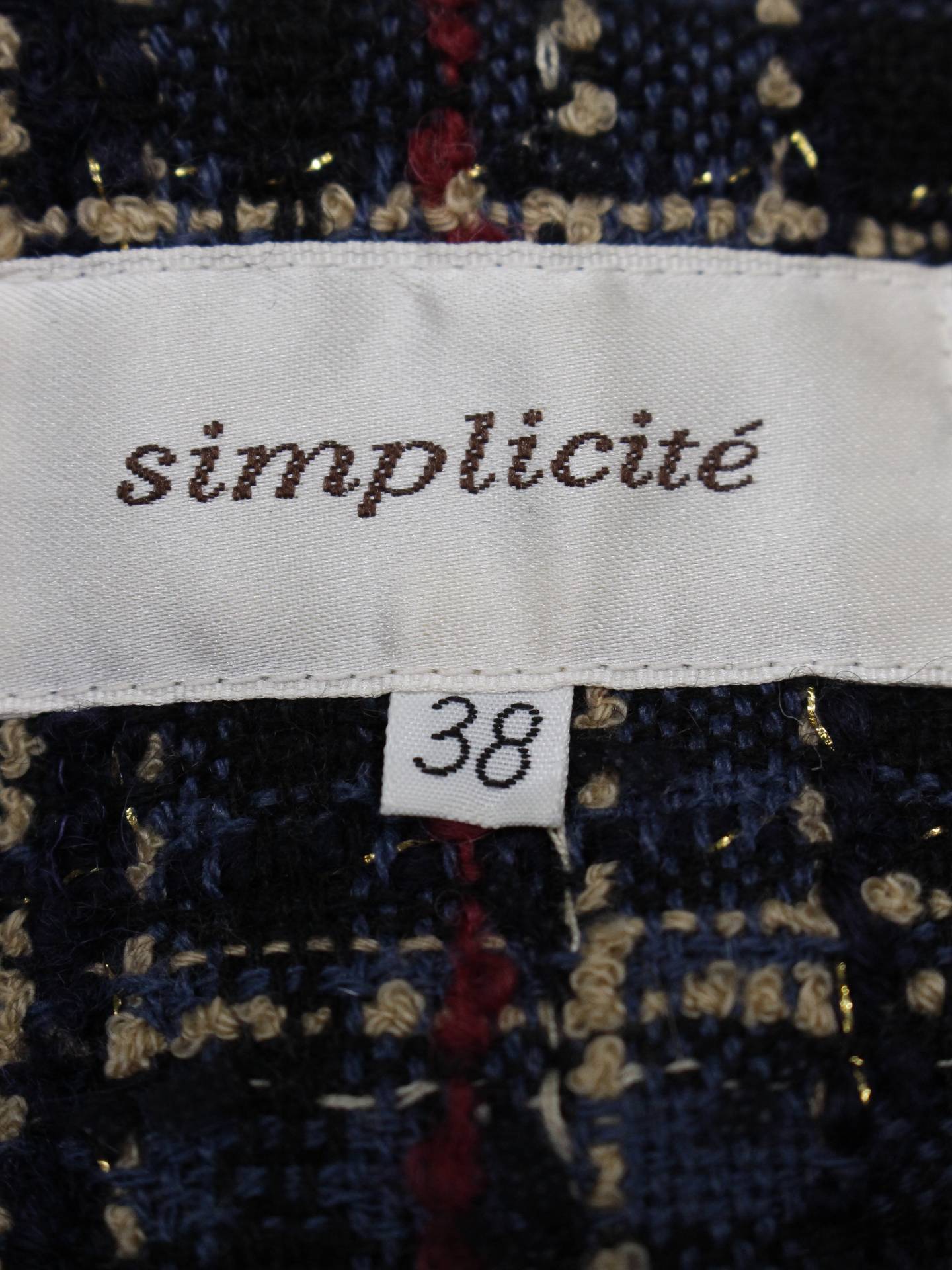 SIMPLICITE/ノーカラーコート/ジャケット/アウター/ブラック/38