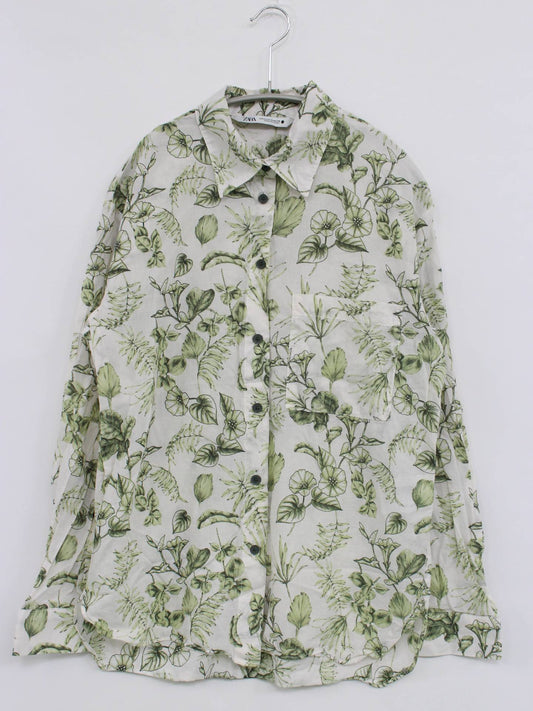 ZARA/ザラ/シャツ/ブラウス/トップス/ライトグリーン/XS