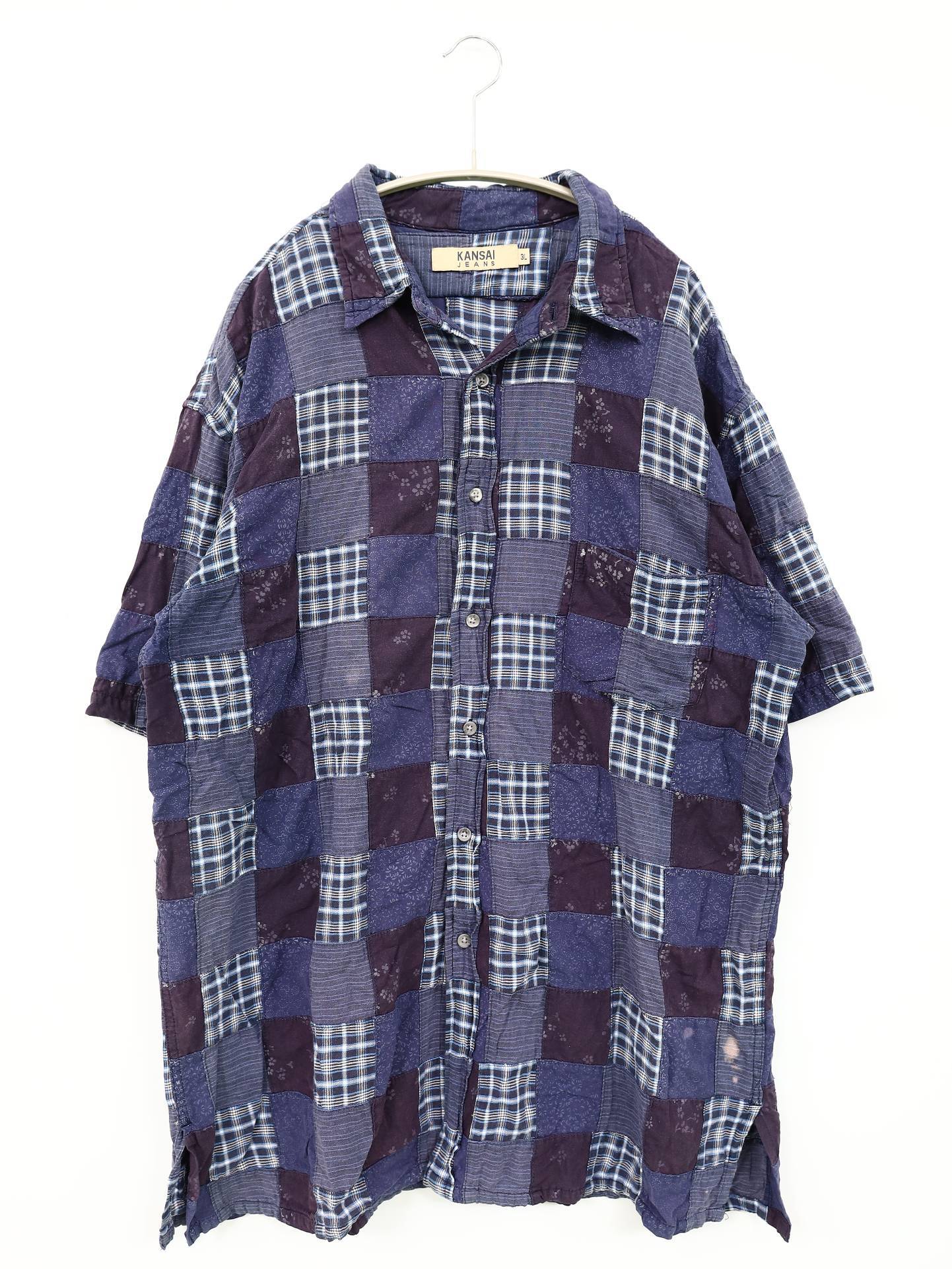 KANSAI JEANS/シャツ/ブラウス/トップス/ネイビー/3L