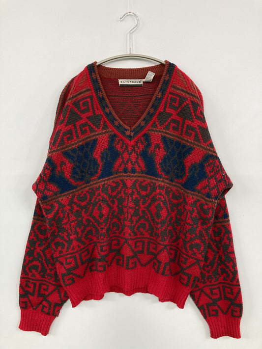 SATURDAYS/サタデーズ/ニット/セーター/トップス/レッド/M