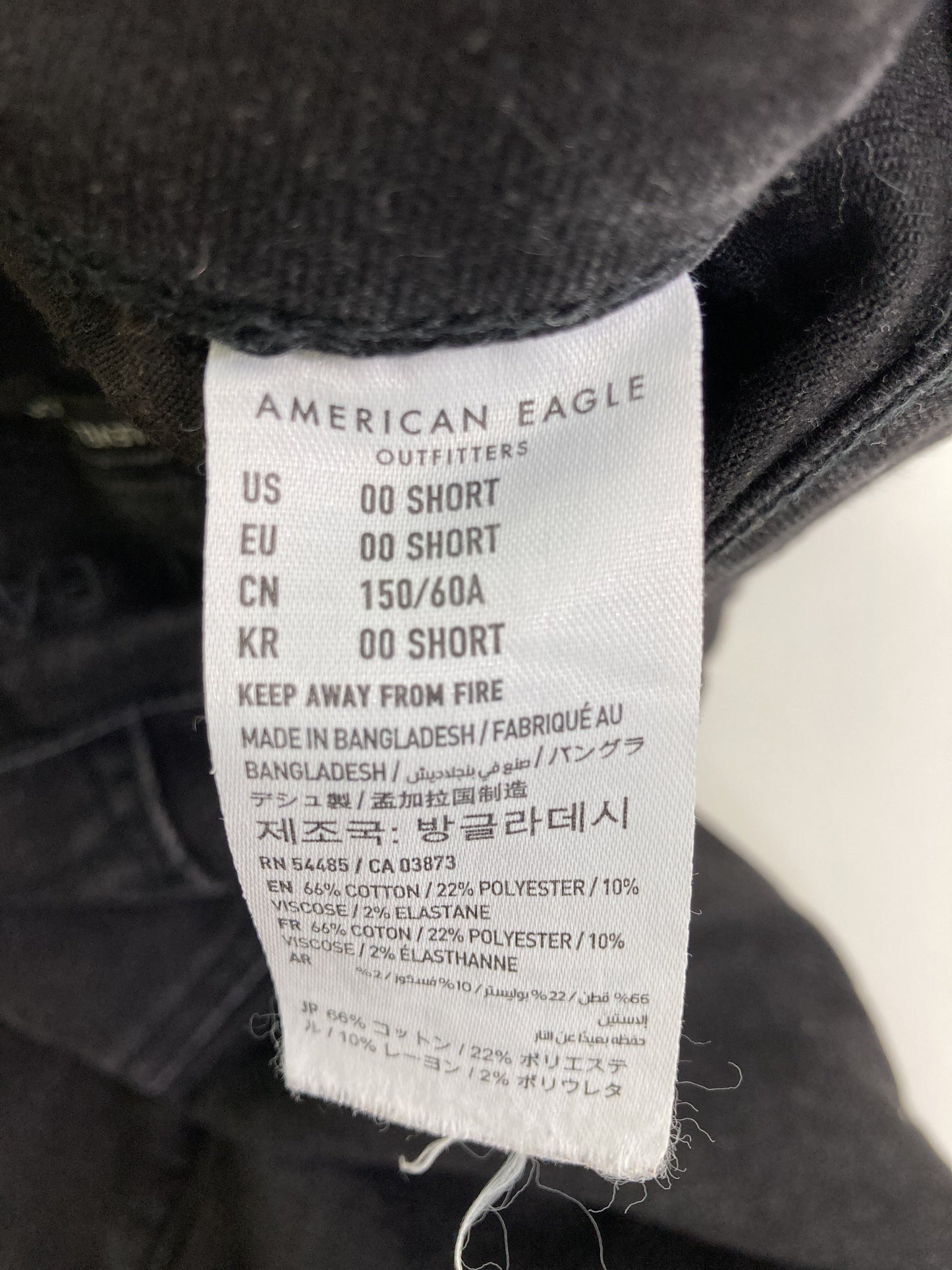 AMERICAN EAGLE/アメリカンイーグル/デニムパンツ/パンツ/ブラック/00 SHORT