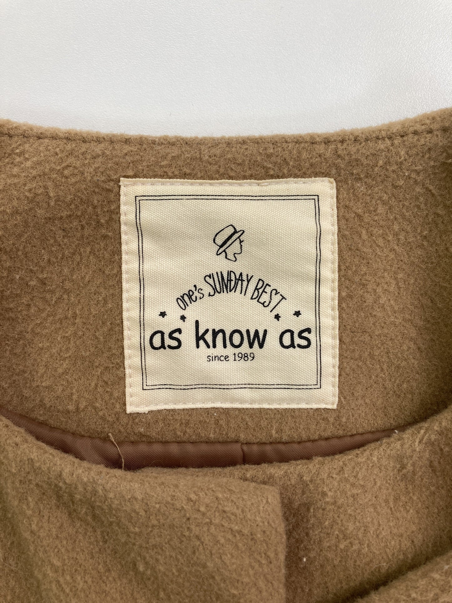 as know as/アズノゥアズ/ノーカラーコート/ジャケット/アウター/ブラウン/*