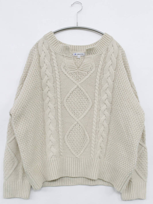 GLOBAL WORK/ニット/セーター/トップス/アイボリー/M