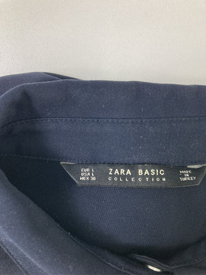ZARA BASIC/ザラベーシック/シャツワンピース/ワンピース/ドレス/ネイビー/L