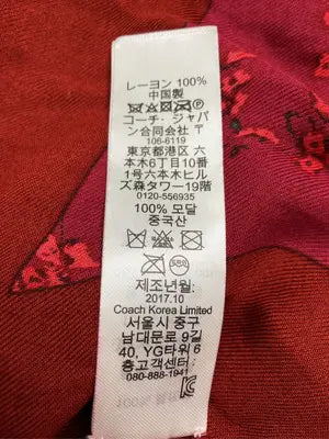 COACH/コーチ/ストール/ショール/ファッション雑貨/レッド/O/S