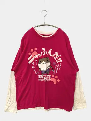 NECOBUCHI-SAN/Tシャツ/カットソー/トップス/ピンク/3L
