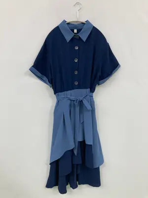 YINGWEI/シャツワンピース/ワンピース/ドレス/ネイビー/M