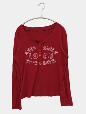 Tシャツ/カットソー/トップス/レッド/L