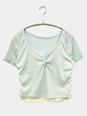 IU･嘉 FASHION/Tシャツ/カットソー/トップス/スカイブルー
