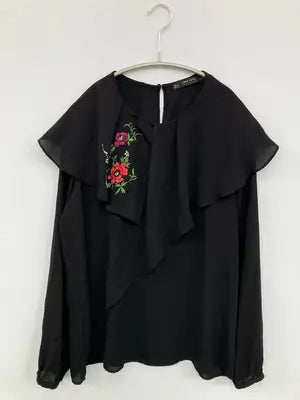 ZARA BASIC/ザラベーシック/シャツ/ブラウス/トップス/ブラック/USA M