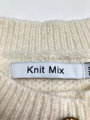 Knit Mix/カーディガン/ボレロ/トップス/アイボリー/3XL