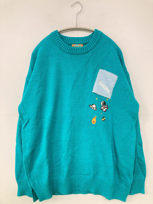 YWFG/ニット/セーター/トップス/ブルー/2XL