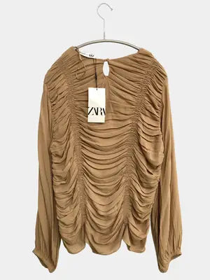ZARA/ザラ/シャツ/ブラウス/トップス/ベージュ/USA L