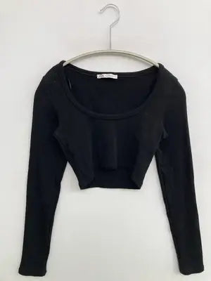 ZARA/ザラ/Tシャツ/カットソー/トップス/ブラック/USA S