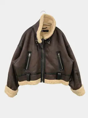 ZARA/ザラ/ムートンコート/ジャケット/アウター/ブラウン/USA M