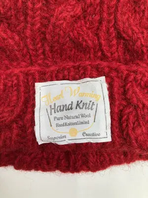 HAND KNIT/ハンドニット/ニットキャップ/ビーニー/帽子/レッド