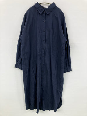 zanzea/シャツワンピース/ワンピース/ドレス/ネイビー/L