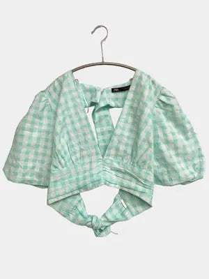 ZARA/ザラ/シャツ/ブラウス/トップス/ライトグリーン/S