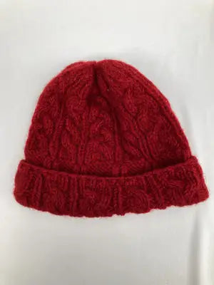 HAND KNIT/ハンドニット/ニットキャップ/ビーニー/帽子/レッド