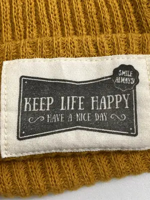 KEEP LIFE HAPPY/ニットキャップ/ビーニー/帽子/イエロー