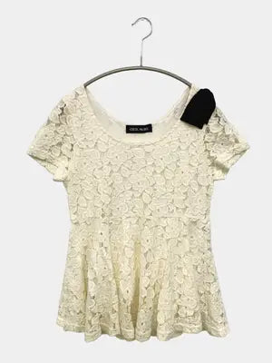 CECIL McBEE/セシルマクビー/Tシャツ/カットソー/トップス/アイボリー/M