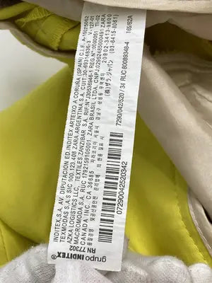 ZARA/ザラ/スラックス/パンツ/イエロー/EUR 34/USA 2/MEX 24