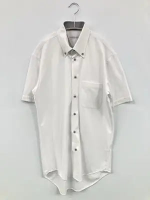 ノーアイロン　ニットシャツ/ビジネスシャツ/トップス/ホワイト/S