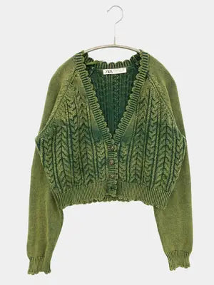 ZARA/ザラ/カーディガン/ボレロ/トップス/グリーン/USA L
