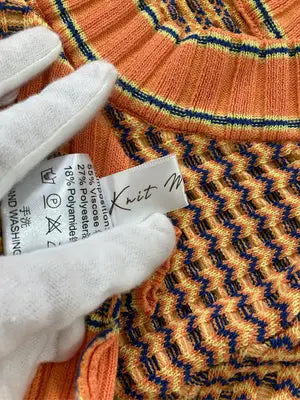 Knit Mix/ニット/セーター/トップス/オレンジ/S