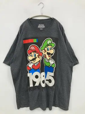 super mario/Tシャツ/カットソー/トップス/グレー/3XL