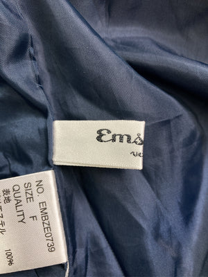 ems excite/エムズエキサイト/ノーカラーコート/ジャケット/アウター/ネイビー/F