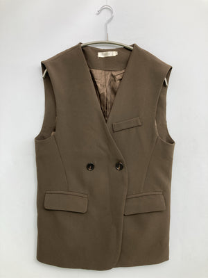 yansoo/ベスト/トップス/ブラウン/M