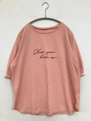 Tシャツ/カットソー/トップス/ピンク/LL