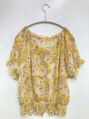 flower/フラワー/シャツ/ブラウス/トップス/イエロー