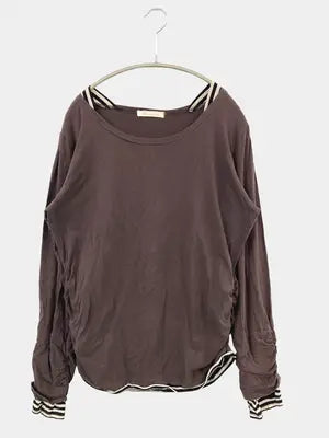 Tシャツ/カットソー/トップス/ブラウン/LL