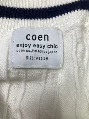 coen/コーエン/ベスト/トップス/ホワイト/MEDIUM
