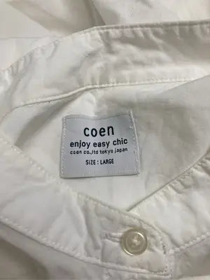 coen/コーエン/シャツ/ブラウス/トップス/ホワイト/LARGE