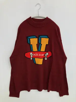 VISION STREET WEAR/ヴィジョンストリートウェア/ニット/セーター/トップス/レッド/M