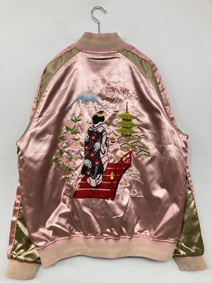 スカジャン/ジャケット/アウター/ピンク/L