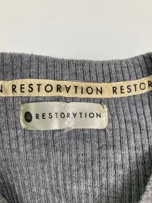 RESTORATION/リストレーション/ニット/セーター/トップス/グレー/M  胸囲88～96  身長165～175