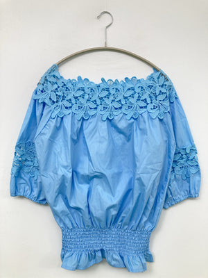 Deux Amour/ドゥアムール/シャツ/ブラウス/トップス/スカイブルー/M-L