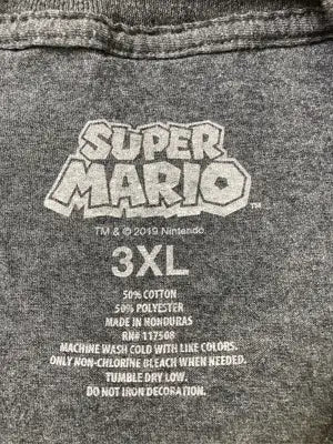 super mario/Tシャツ/カットソー/トップス/グレー/3XL