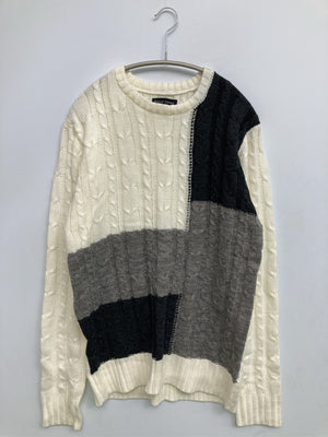 SPIRAL NEWS/スパイラルニュース/ニット/セーター/トップス/ホワイト/XL