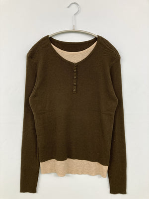 ニット/セーター/トップス/カーキ/M