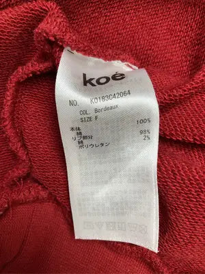 koe/コエ/Tシャツ/カットソー/トップス/レッド/F